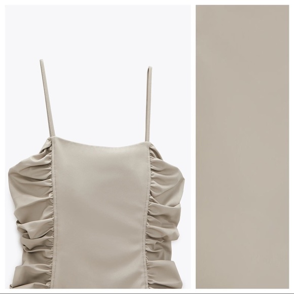 🌹NWT. Zara Draped Faux Leather Mini Dress Size XS. - Picture 6 of 8